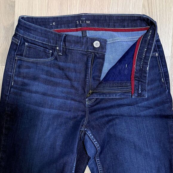 WHITE HOUSE BLACK MARKET The Slim High Rise Jeans Dark Blue Denim Size 6 - Picture 5 of 8